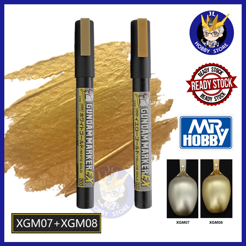 Mr. Hobby Gundam Marker EX – Set Oro Bianco (XGM07) E Oro Giallo (XGM08) Con Punta Stilo Originale