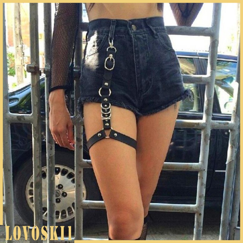 Punk Goth Leg Adjustable Leather Thigh Harness Belts Straps 