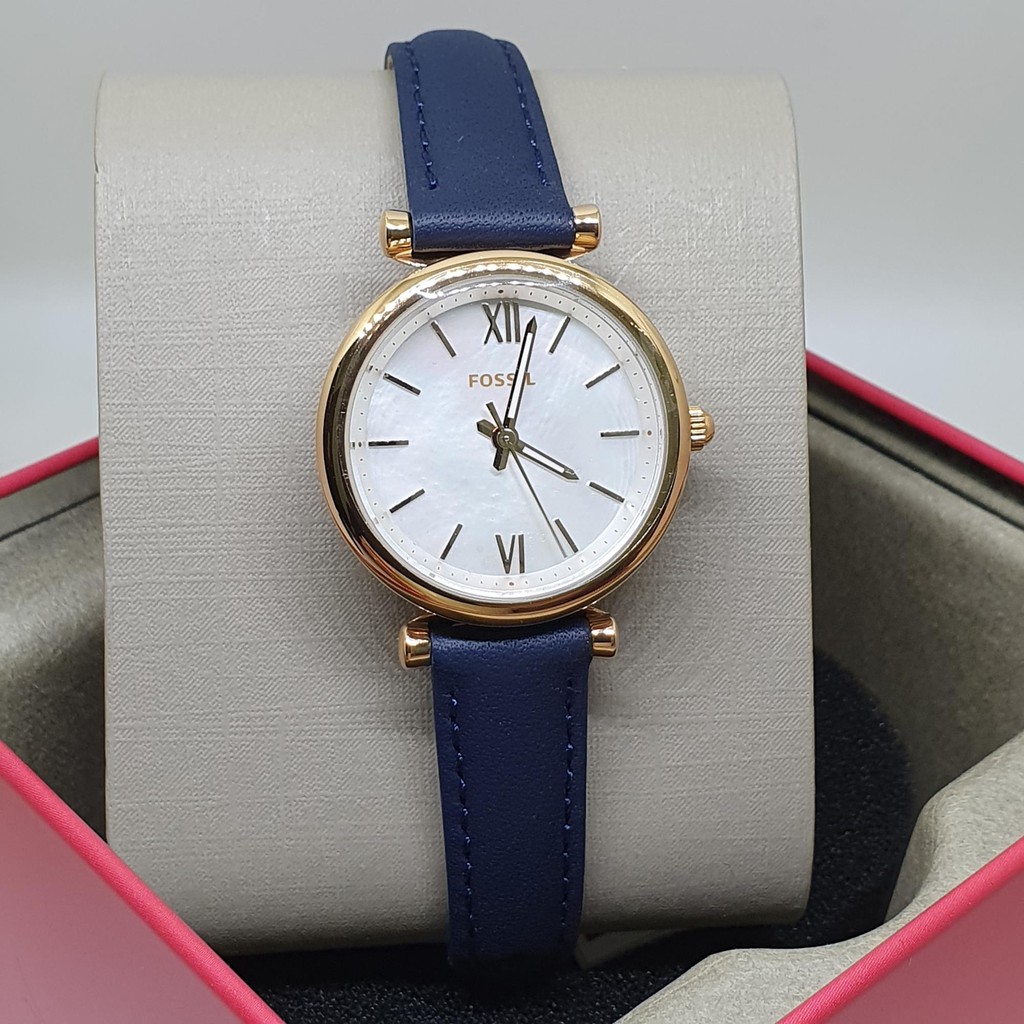 Fossil ES4502 Carlie Mini Navy Leather Ladies Watch Shopee Malaysia