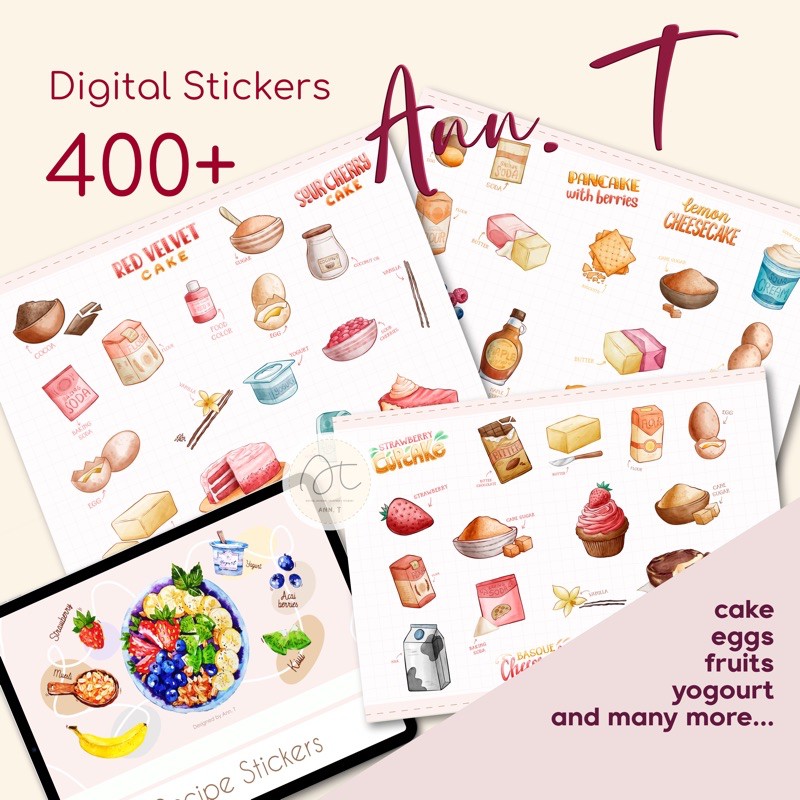 GoodNotes / PNG Ann T. Recipe Digital Stickers Book for Planner ...