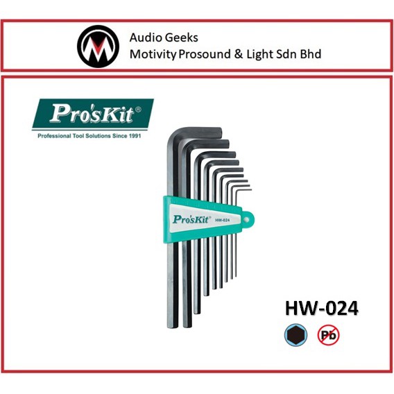 Pro'sKit HW-024 9Pcs Long Arm Hex Key Set(1.5/2/2.5/3/4/5/6/8/10mm ...