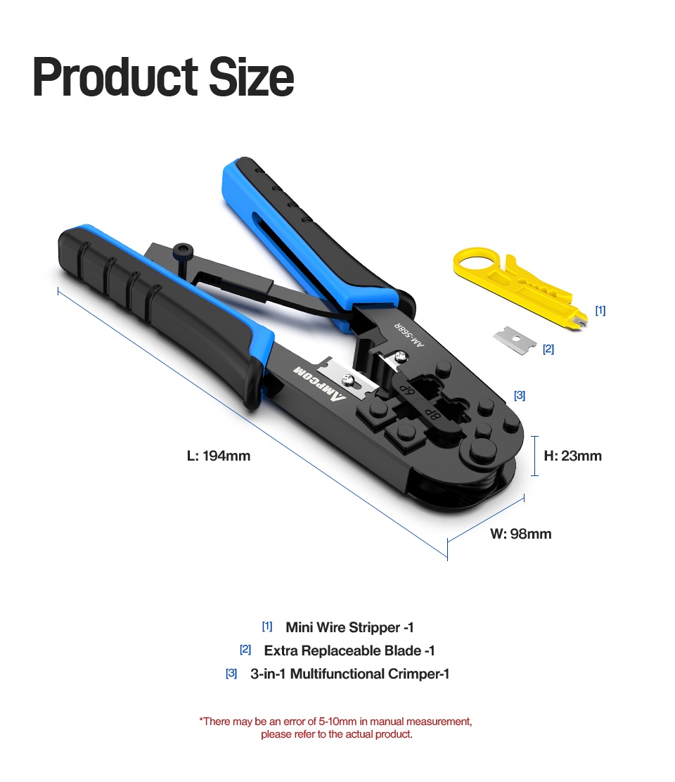 Ampcom crimper tool for 6p 8p rj 11 rj 12 rj 45 shopee malaysia