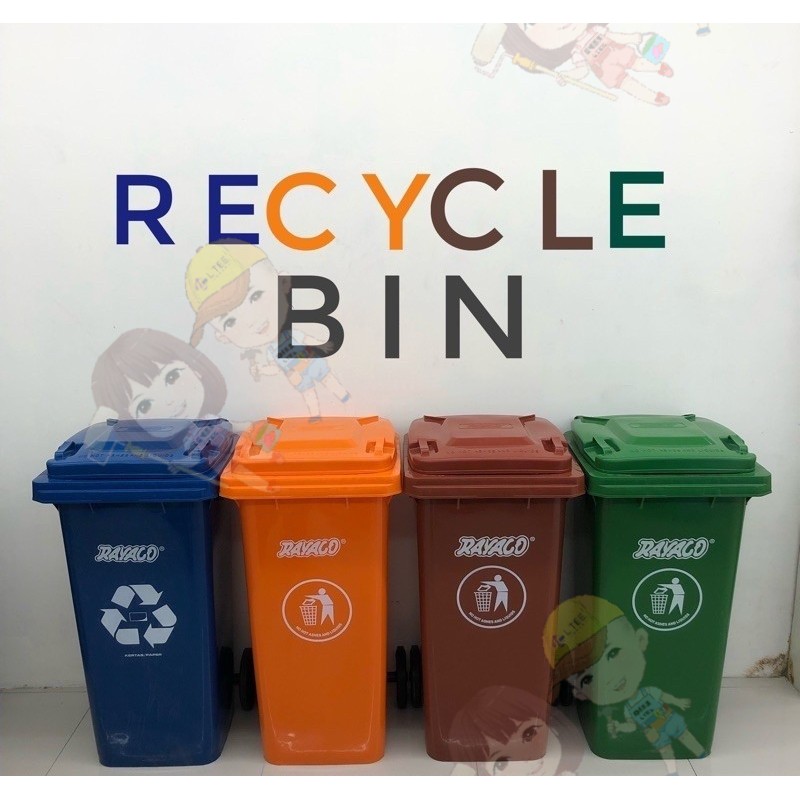 240LITER Rayaco Recycle Dustbin Tong Sampah Besar color blue green orange brown