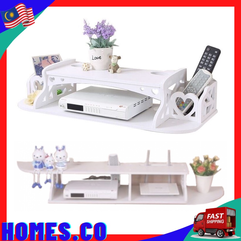 DIY DECO Shelf Set Top Box Decoder Rack TV Hollow Out Wall Shelving