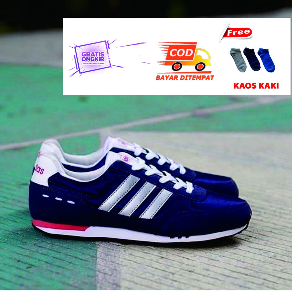 Free Shipping Adidas Neo City Racer Navy Blue Sneakers Pay On The Place Shopee Malaysia