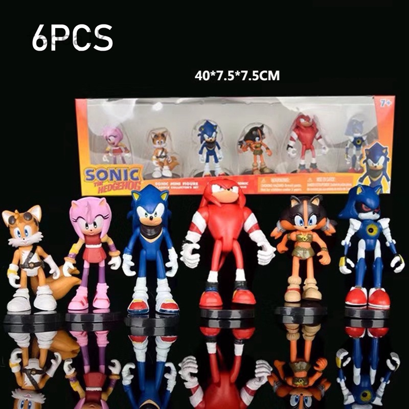 6pcs SONIC ACTION FIGURE SUPER SONIC, TAILS, KNUCKLES, SILVER, AMY ...