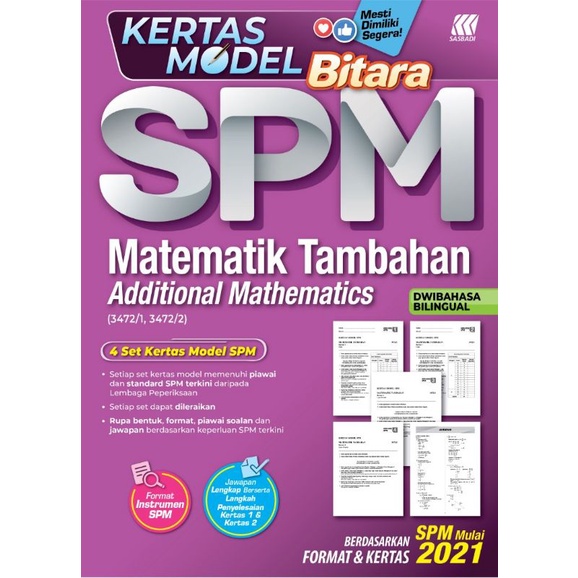 KERTAS MODEL BITARA SPM MATEMATIK TAMBAHAN 2021 (BILINGUAL) | Shopee ...