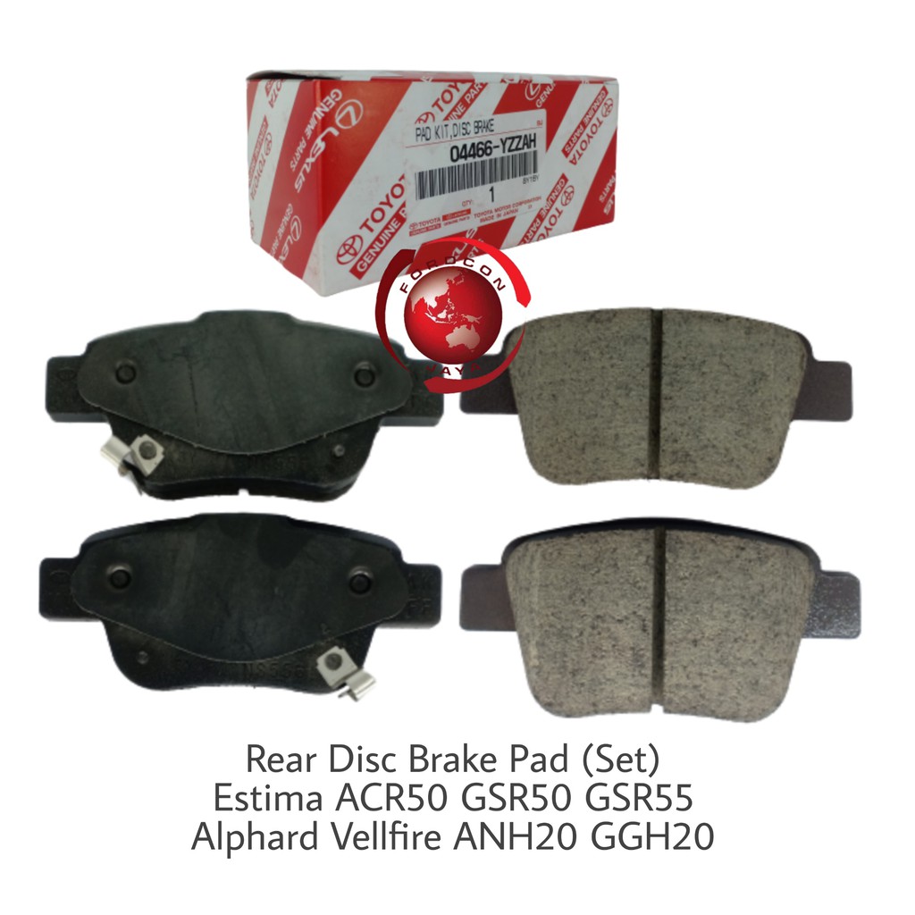 Toyota Rear Disc Brake Pad Alphard Vellfire ANH20 GGH20 Estima ACR50 04466YZZAH Shopee Malaysia