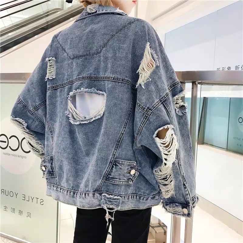 Ripped jeans and hot sale denim jacket