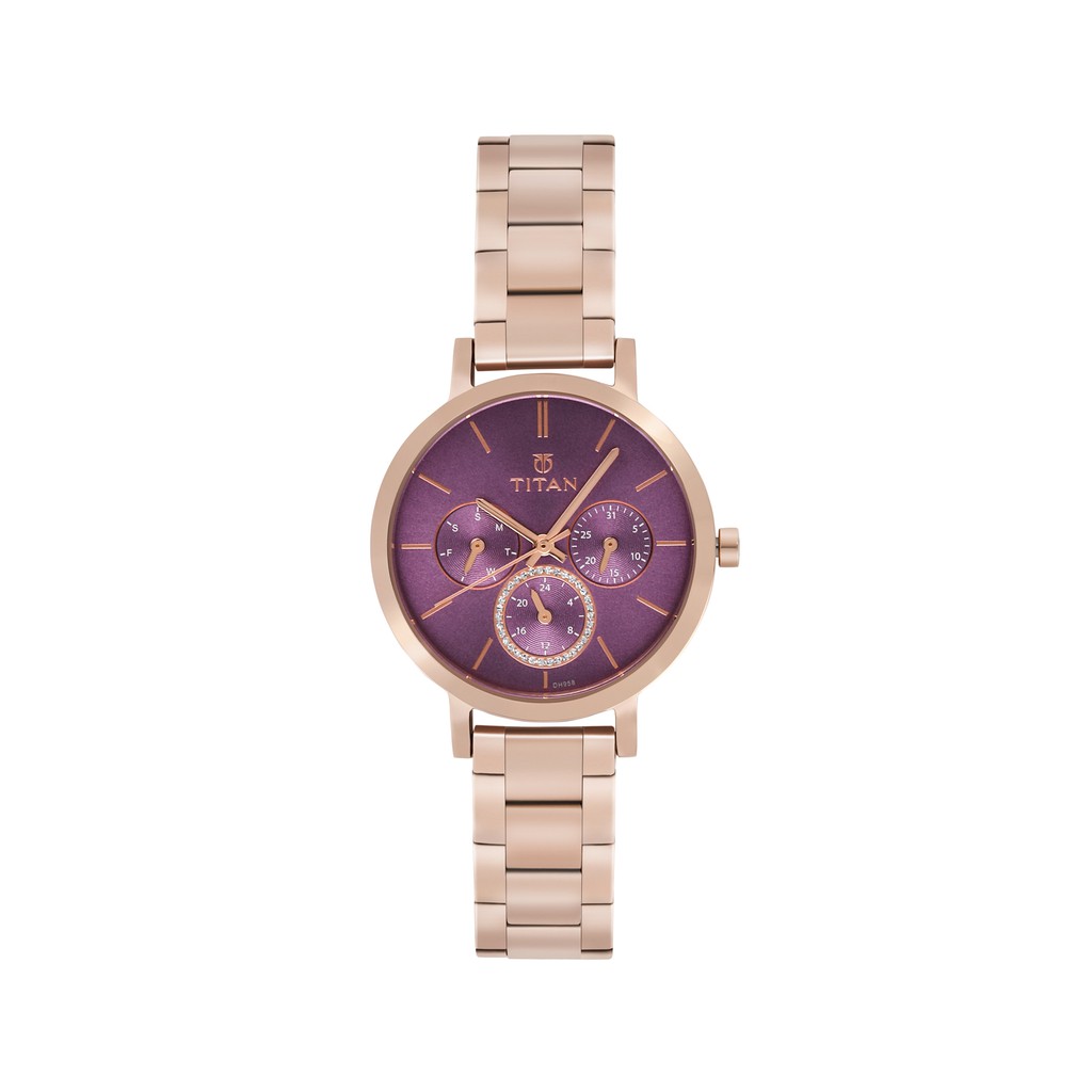 Titan Rose Gold Dial Multifunction Watch for Women 95087WM01