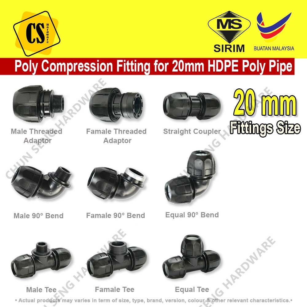 20mm HDPE Poly Pipe Fitting Socket Elbow Bend Tee Valve Socket PT ...
