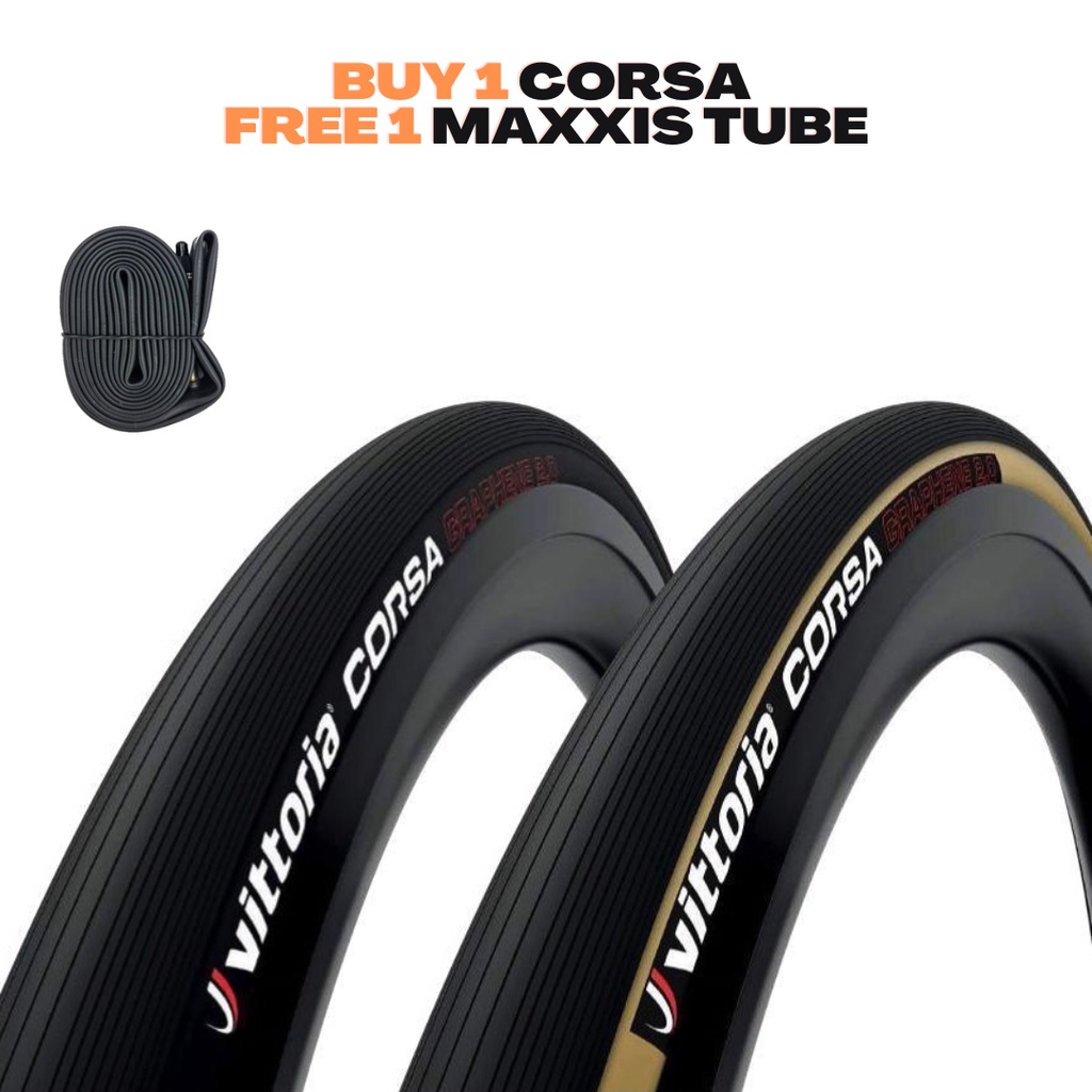 Vittoria corsa graphene 2.0 700x25c/28c (Free 1 Maxxis Inner Tube