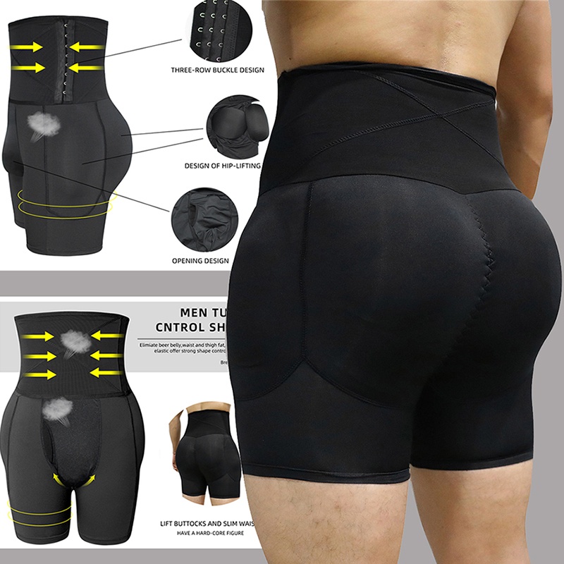 Men's Boxer Padded Butt Booster Enhancer Flat Stomach Shapewear