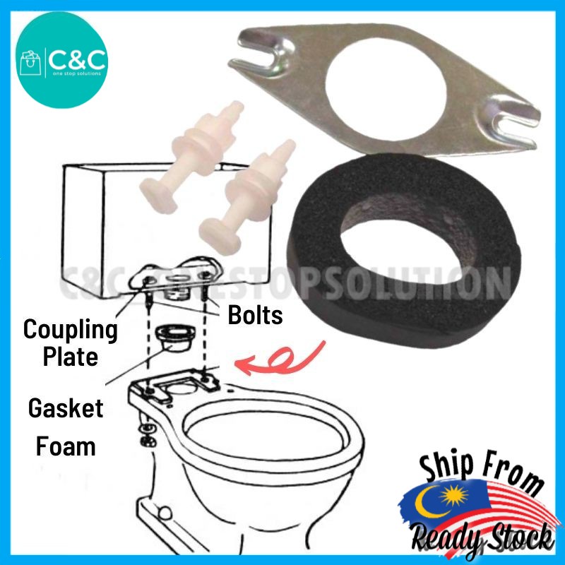 Cistern Toilet Tank Coupling Plate Set Bracket Fixing Cistern Close Coupled Kit with Sponge 50mm