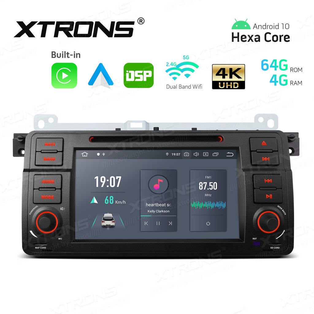 XTRONS 7"BMW E46/Rover/MG Android Player 4+64 Built In Carplay/Android