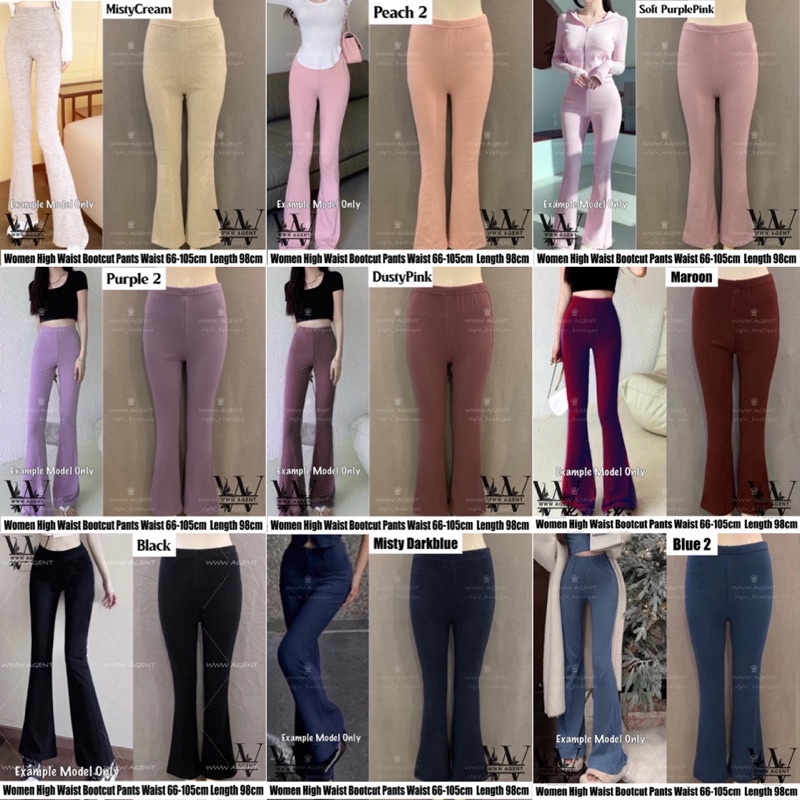 SIZE XL Women High Waist Bootcut Pants Knitted Seluar Bootuct Wide