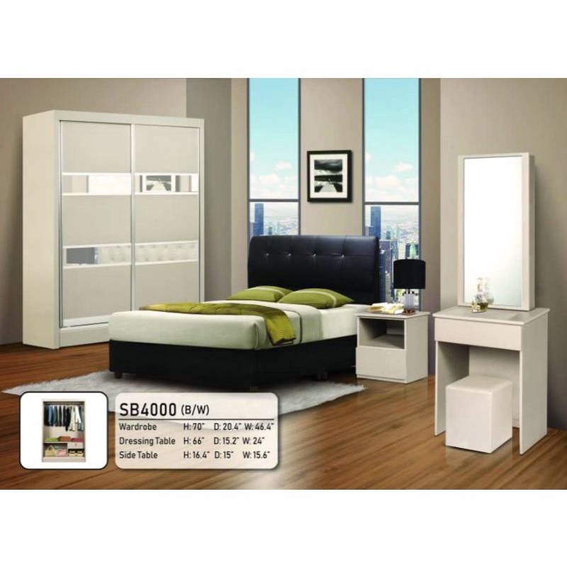BEDROOM SET （KATIL,ALMARI BAJU,MEJA SOLEK,KERUSI SOLEK) | Shopee Malaysia