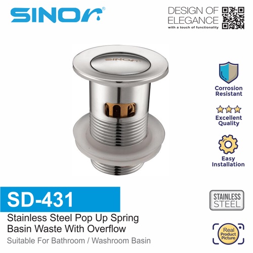 Sinor SD-431 Pop Up Spring Basin Waste Longkang Besin Sinki with ...