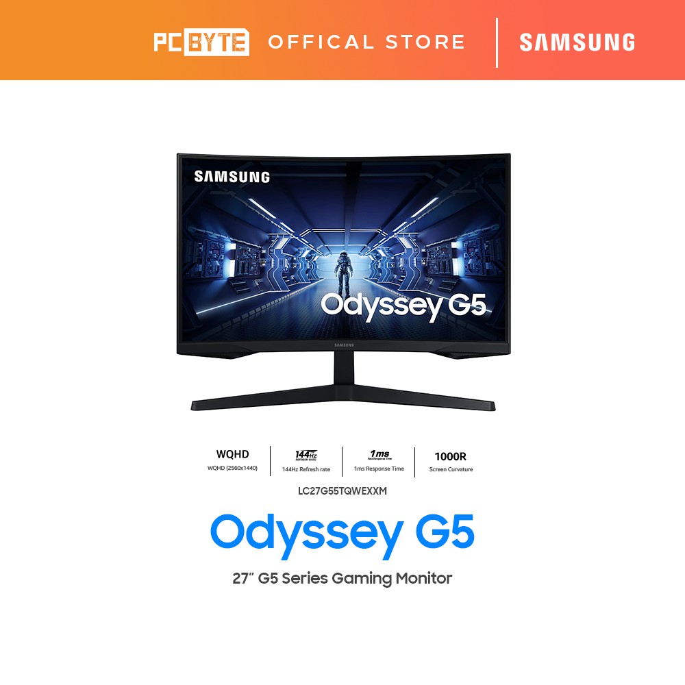 Samsung Odyssey G5 27-in WQHD (2560x1440) 144Hz 1ms Gaming Monitor