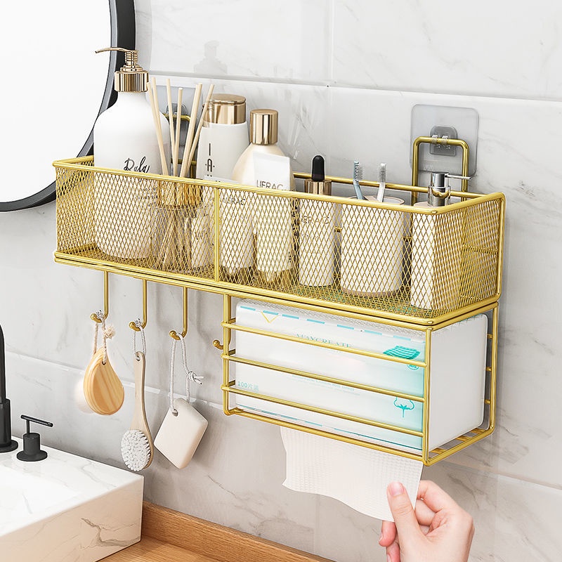 Bathroom Shelf Toiletries Rack Holder Iron Art Bathroom Organizer ...