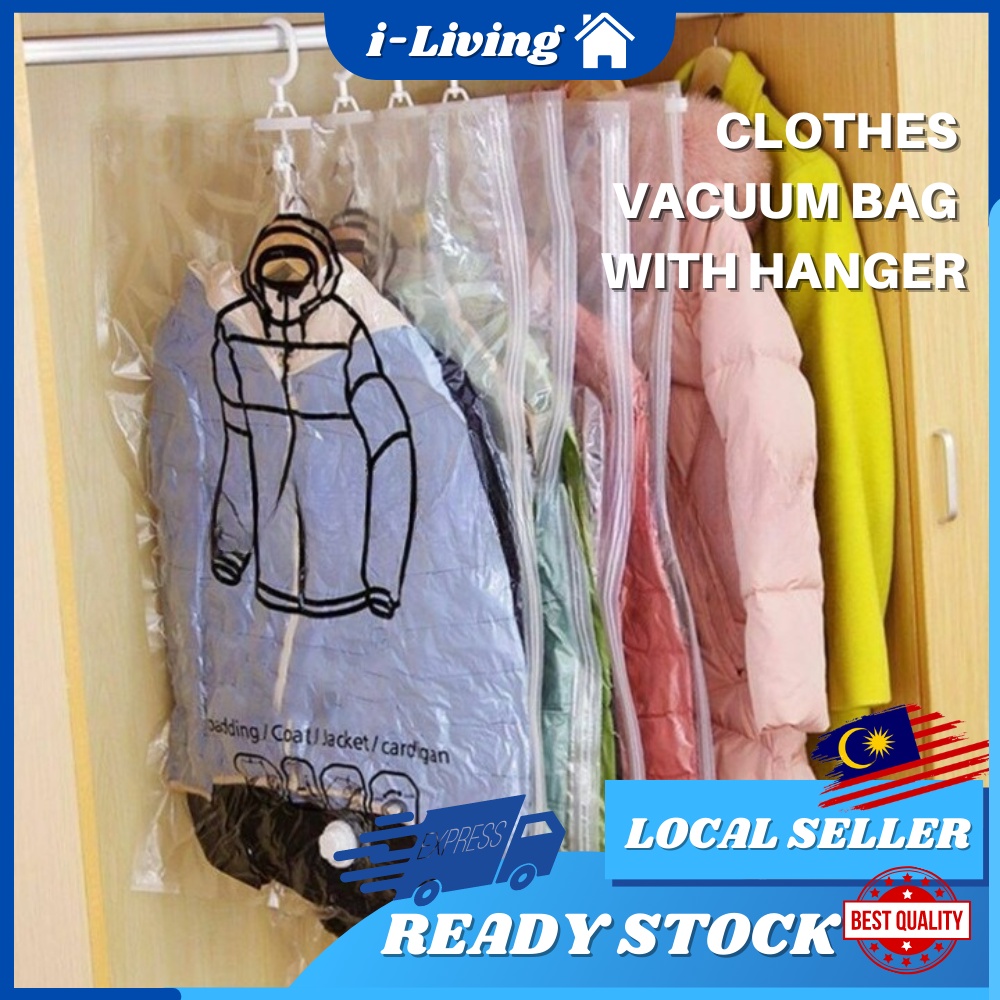 Hanging Clothes Vacuum Bags with Hanger Space Saver Closet Storage Seal Bag DustProof bag