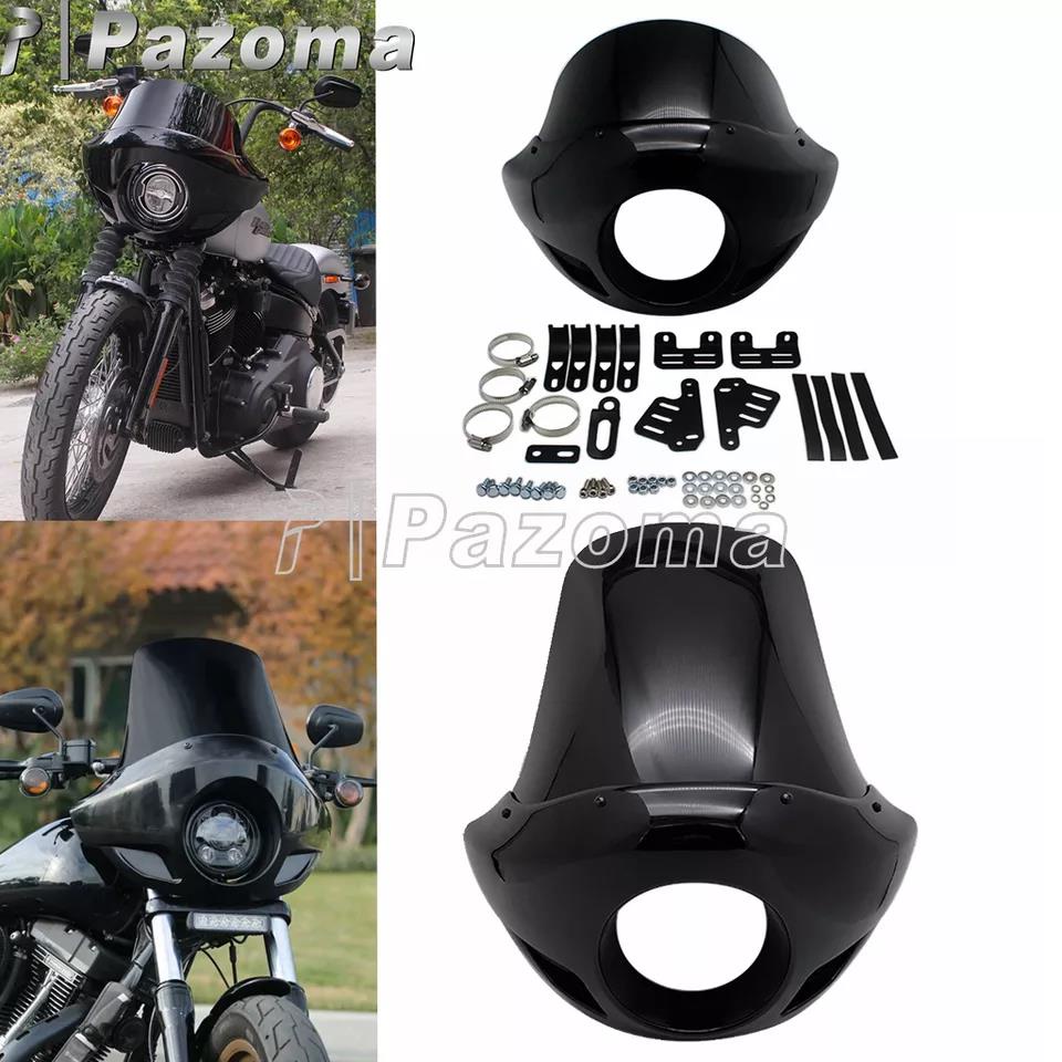 Cafe Racer 5 3/4" Front Headlight Fairing Windshield For Harley Sportster XL - Black ABS