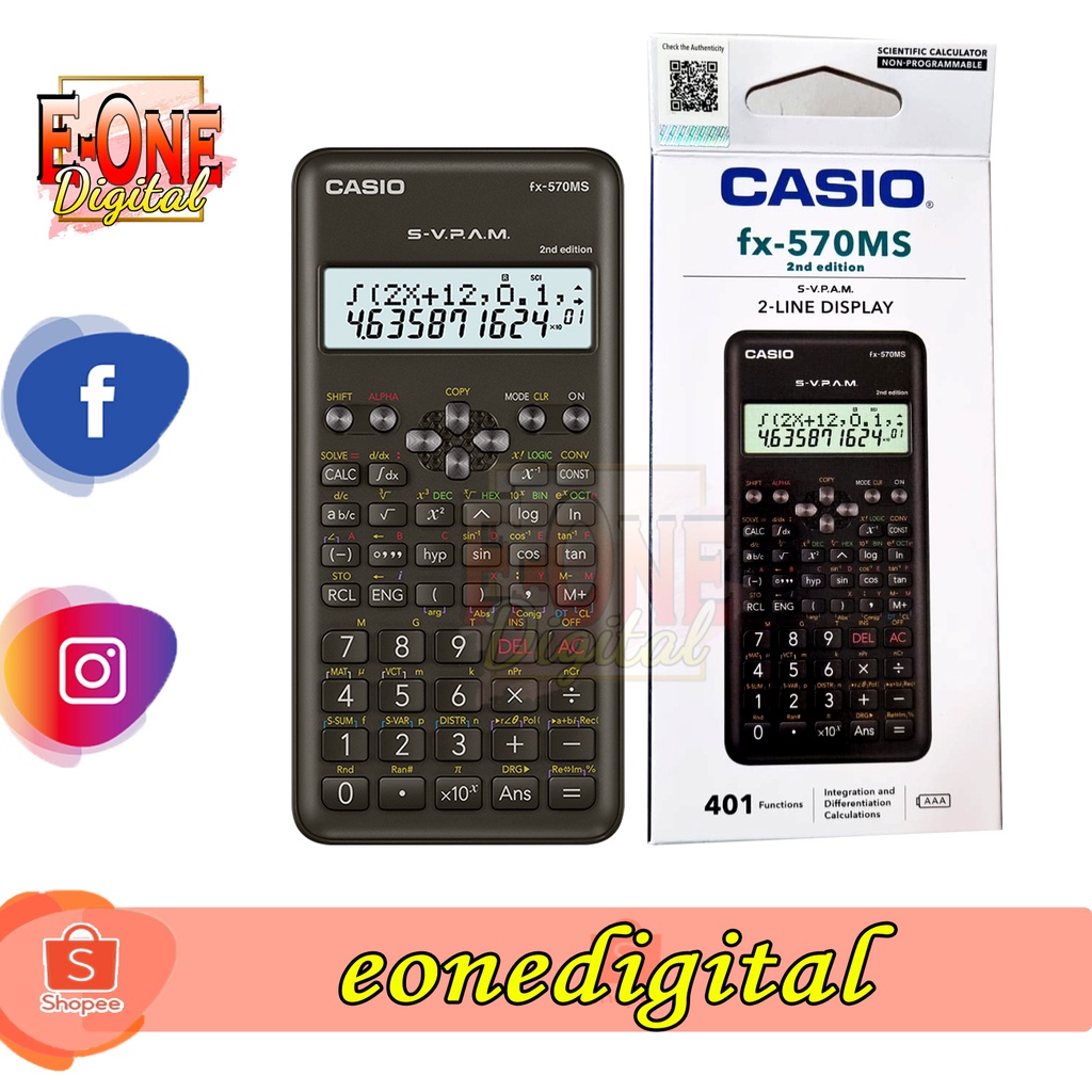 Casio Scientific Calculator FX-570MS 2nd Edition(Original) | Shopee ...