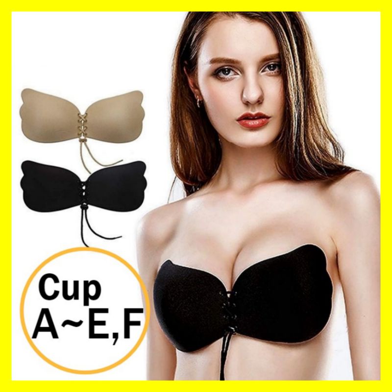 Ready stock 🇲🇾Malaysia Ready Stock Invisible bra Strapless Butterfly Nu  Bra Silicone Push-Up A,B,C,D Cup non-wired bra