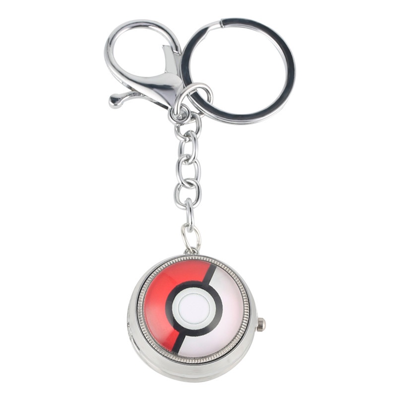 Silver Rotating Key Chain Hanging Watch Men Women Quartz Analog Pocket ...
