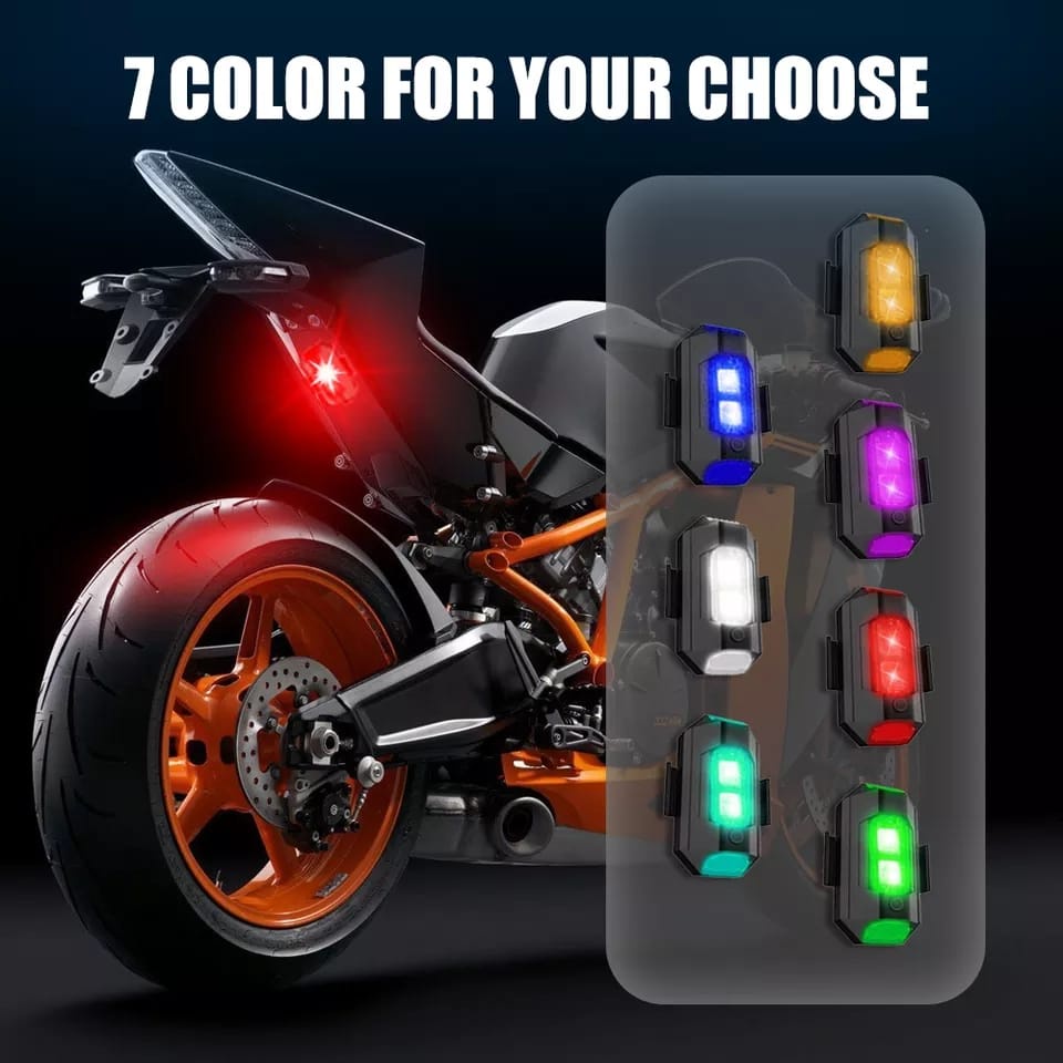 1Pcs Car Motorcycle bikes cycling echargeable flashing lights 7 Colour modified drones aircraft
