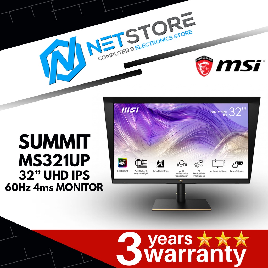 MSI SUMMIT MS321UP 32” UHD IPS 60Hz 4ms MONITOR - 9S6-3DA98T-026 ...