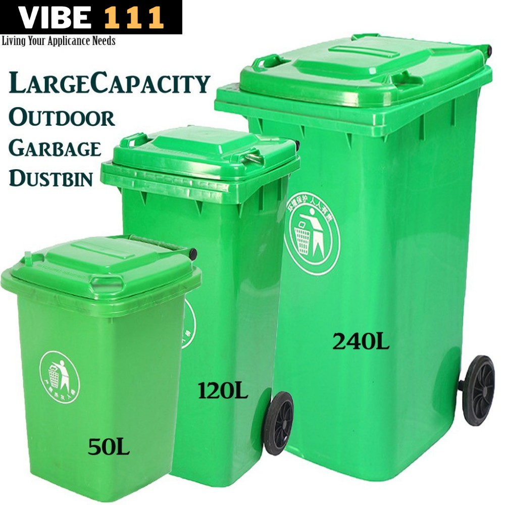 Outdoor Garbage Bin Recycle Bin Plastic Trash Bin Large Portable ...