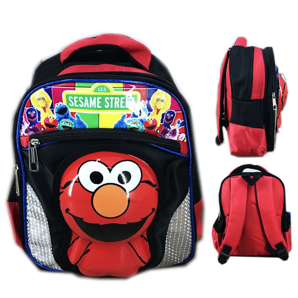 Sesame Street ELMO 3D Timbul IMPORT Gliter Kindergarten School Backpack ...