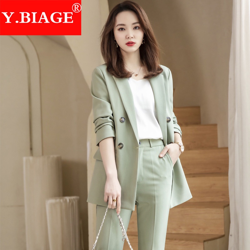 Women Formal Pant Suit Office Korean Lady Blazer Business Trousers