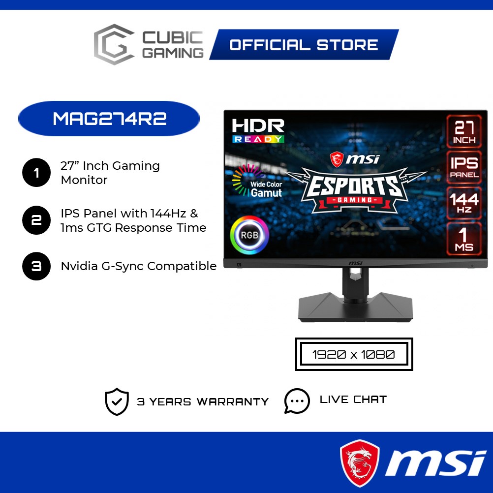 Msi Optix Mag274r Rgb Gaming Monitor With Full Hd, Freesync (27 