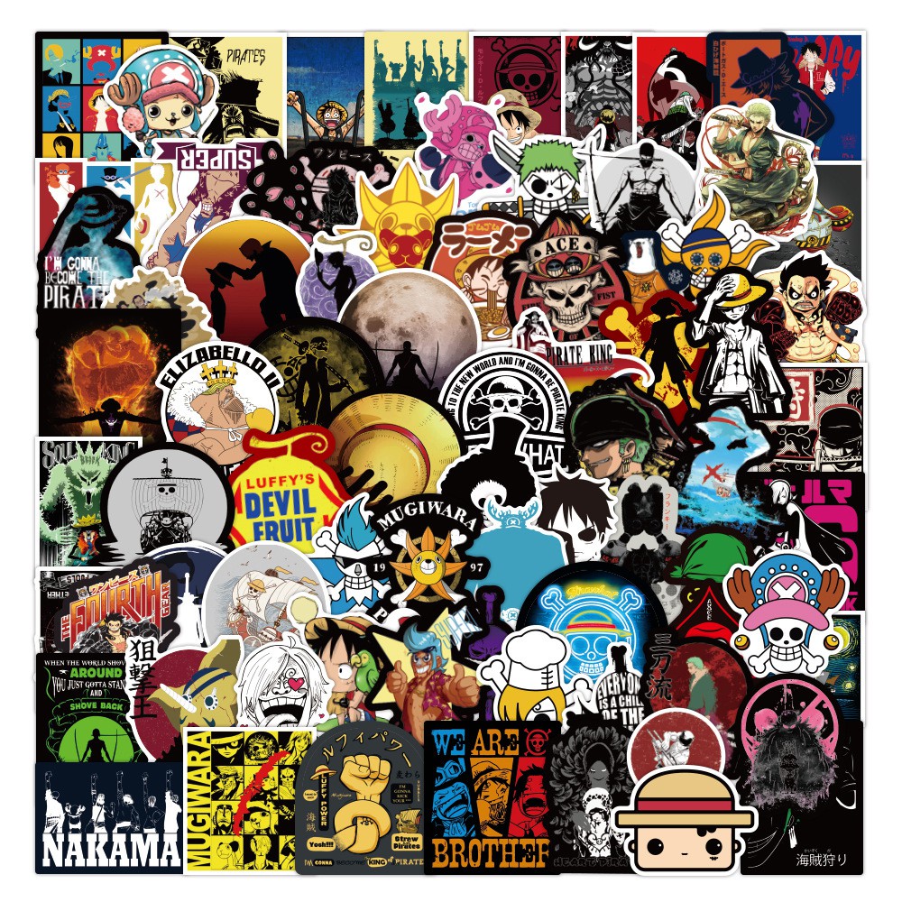100/50/PCS Anime One Piece Stickers Travel Luggage Guitar Fridge Laptop ...