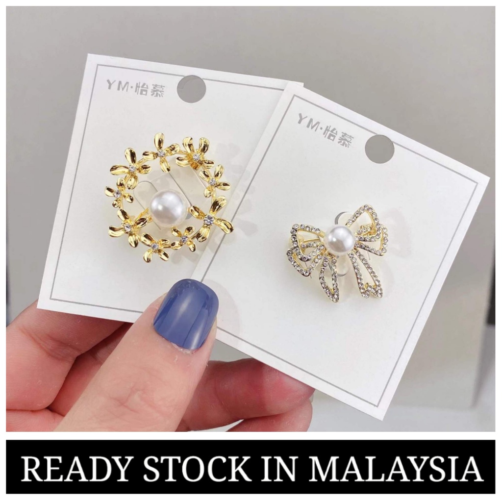Korea Pearl brooch Muslimah Hijab Pin Kerongsang Cincin Tudung Ring ...