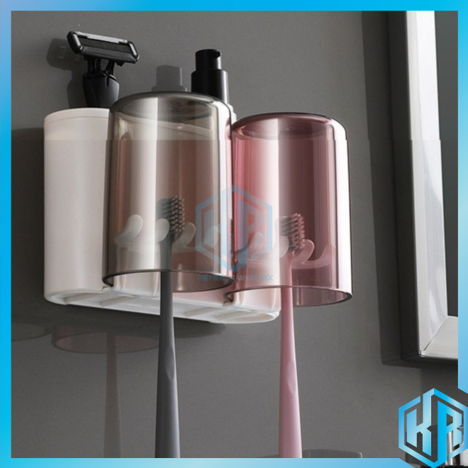 Bathroom Brush Holder With 2 ECOCO Smart Cups Without Drilling The Wall