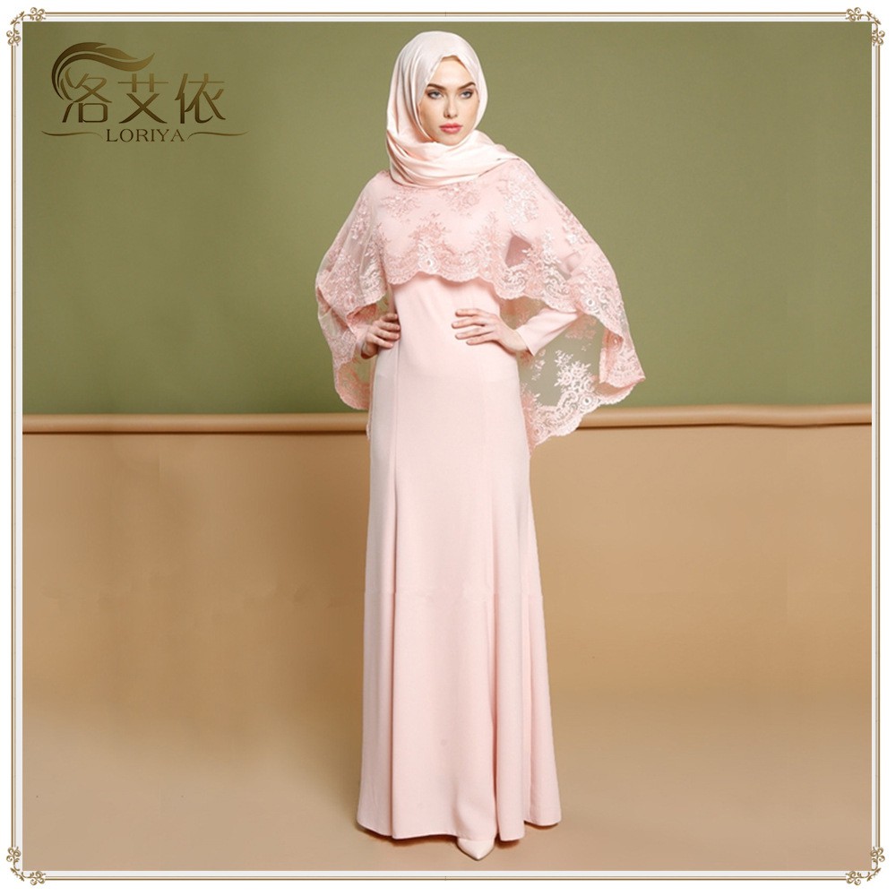 Muslim Women Long Sleeve Maxi Dress Islamic Lace Kaftan Dress Shopee Malaysia