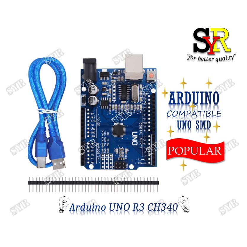Arduino Uno SMD R3 Compatible CH340 ATmega328p Module with Pin Header ...