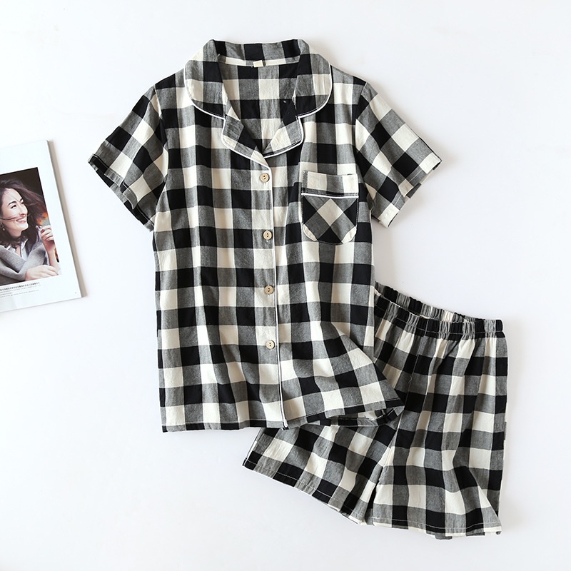 REHJJDFD Women's Cotton Gauze Pajama Set - Printed Long Sleeve Sleepwear - View #9