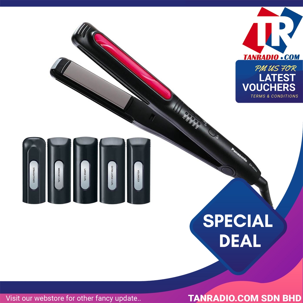Panasonic Hair Straightener & Curler 2 in 1 Black EHHV51 Shopee