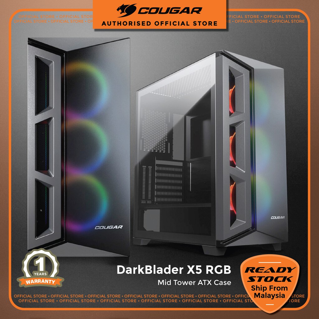 COUGAR DarkBlader X5 RGB Mid Tower ATX Case with 3pcs VK120 ARGB PWM