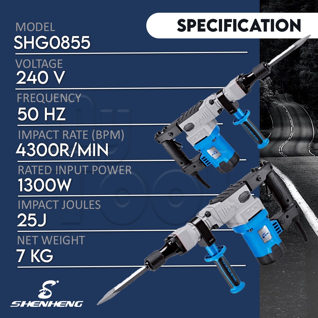 Mytools SHENHENG 1300W Demolition Hammer SHG0855 I SH0810 Mesin Pecah ...