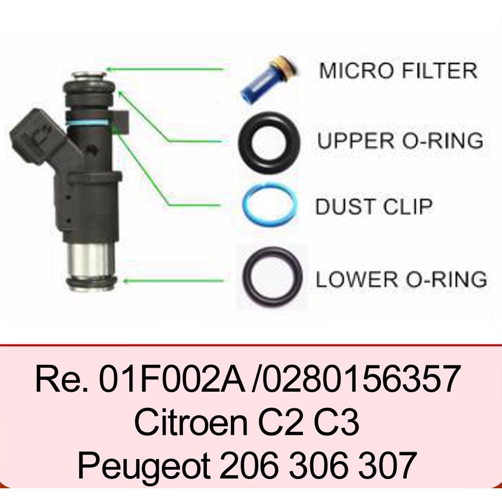 Peugeot Injector Repair Kit Rubber Seal 01F002A/0280156357 | Shopee ...