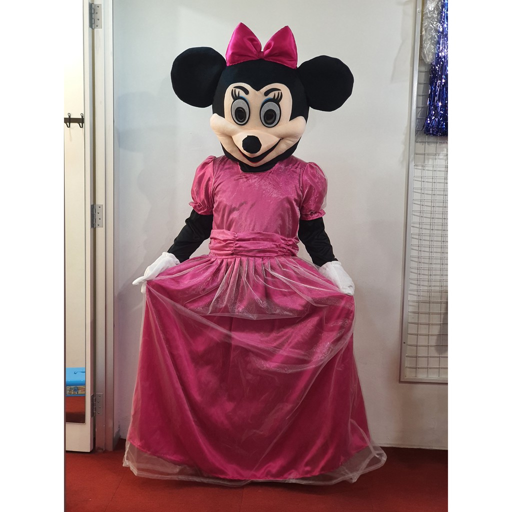 Pink minnie shop mouse mascot costume