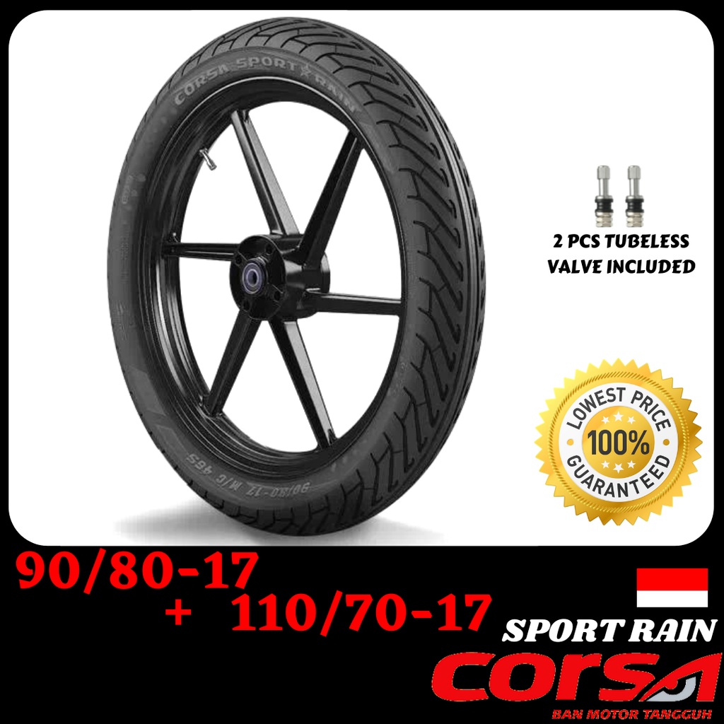 CORSA SPORT RAIN TIUBLESS TYRE COMBO 90/8017 + 110/7017 FOR SYM VF3i