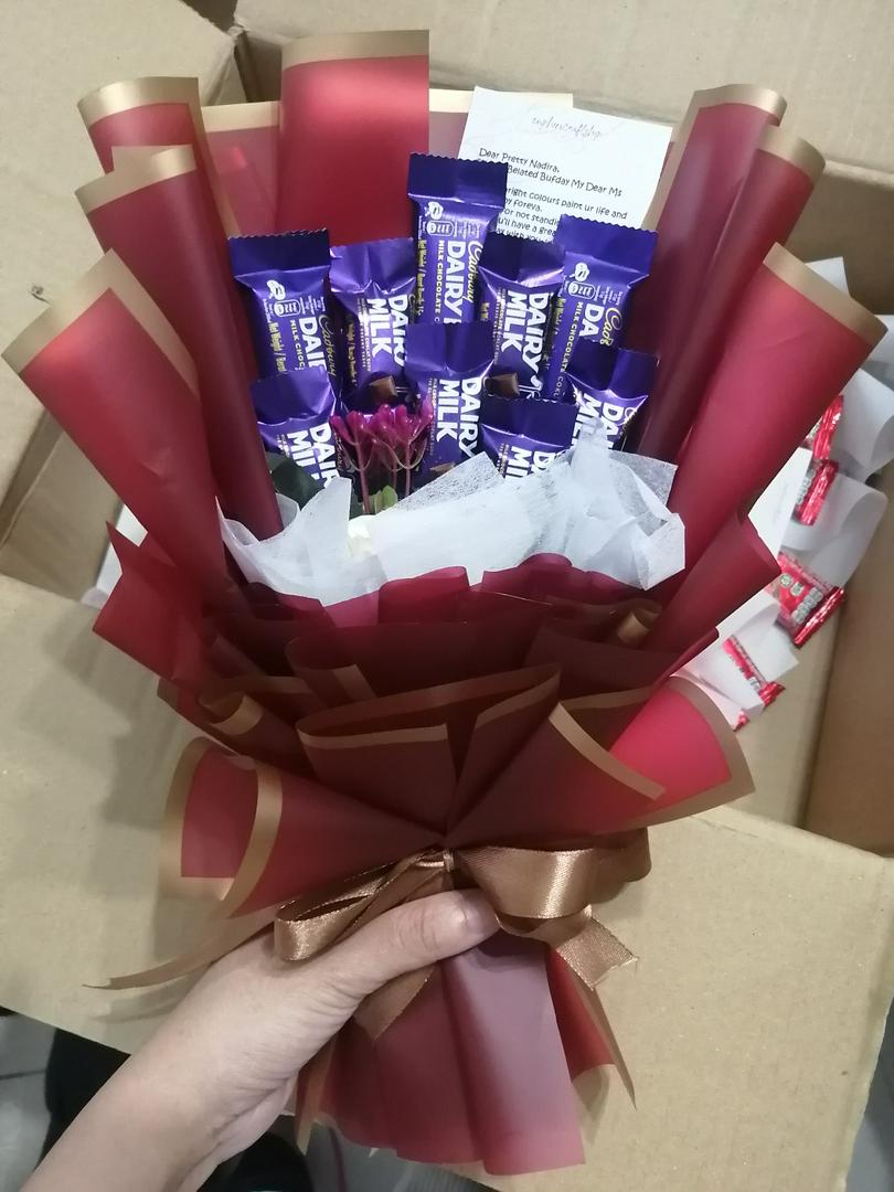 Coklat Bouquet Bajet RM10..silver & - Choco Wrapper Gift