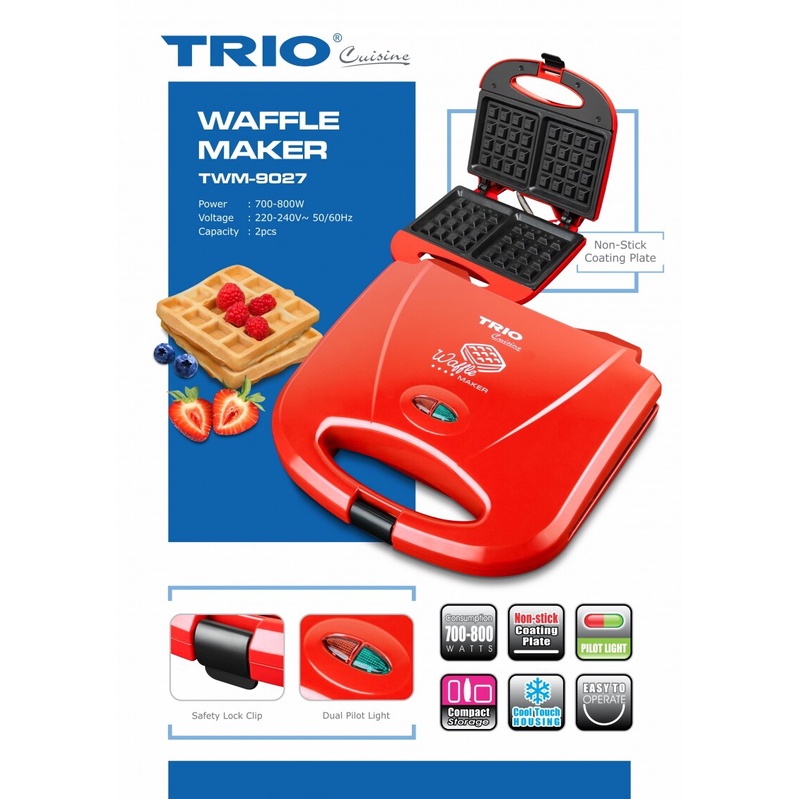 Trio TWM9027 Waffle Maker TWM9027 (TWM9017 old Version) Shopee
