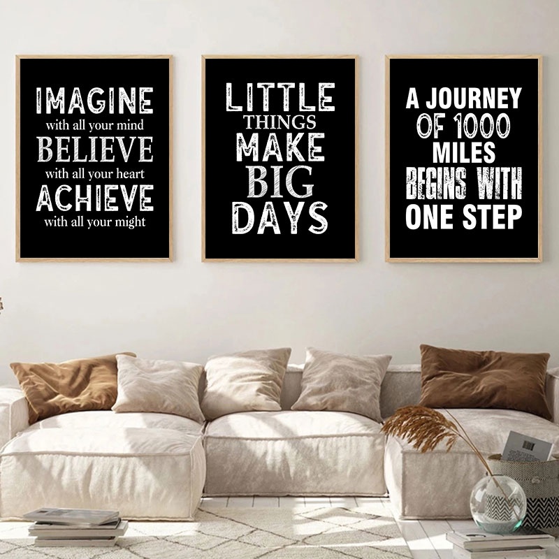 Modern Black Background Inspiring Quotes Poster Prints Wall Decorative ...